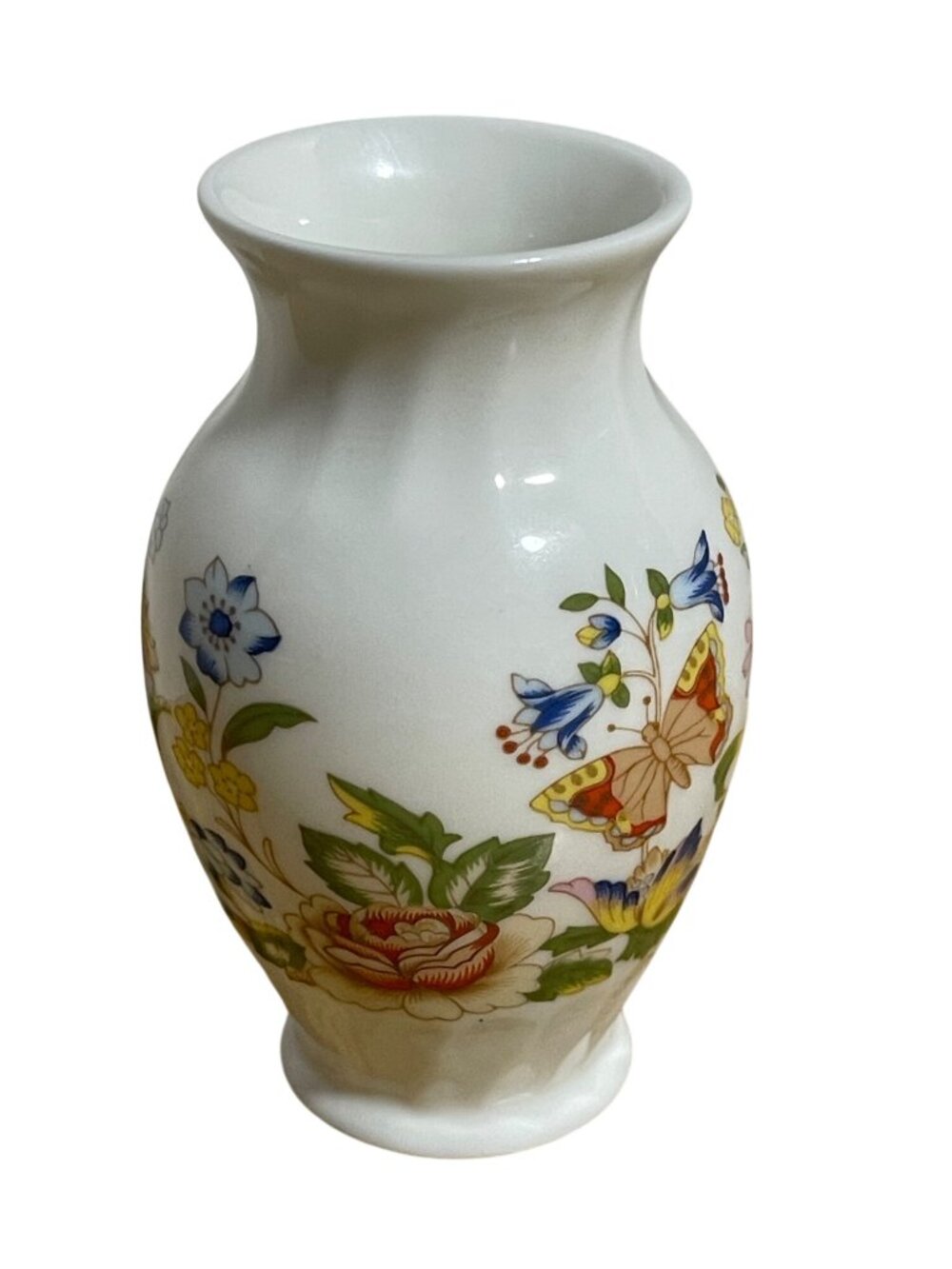 Aynsley Cottage Garden Fine Bone China Vase 3.5" Butterfly Floral England  VTG - Picture 3 of 8